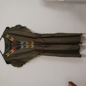 As U Wish | Olive Green Flutter-Sleeve Midi Dress | Women's S